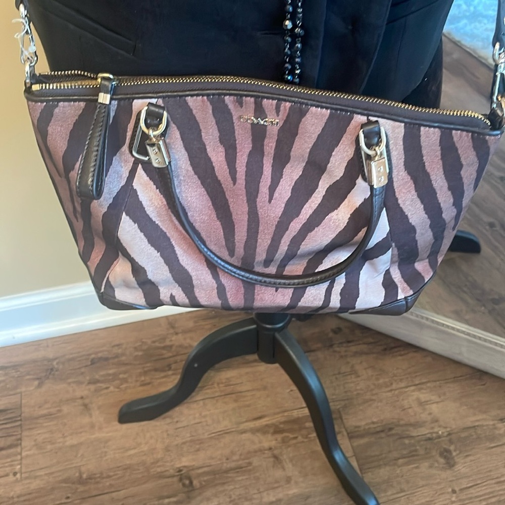 Zebra print coach purse